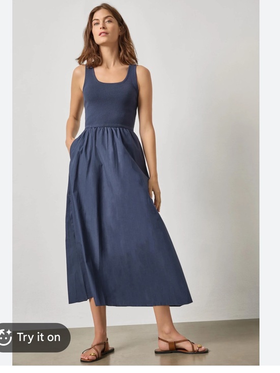 a new day Dresses & Skirts - A New Day Slate Blue Midi Tank Dress Ribbed Flowy Size X-Small